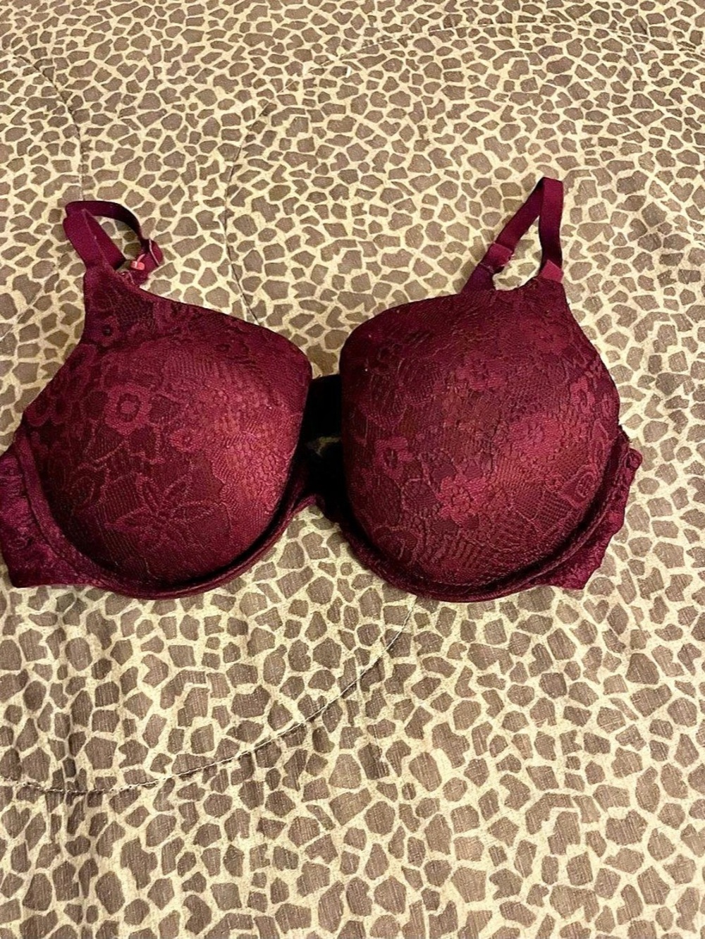 PINK Victoria's Secret Lace Bra Burgundy 34DD